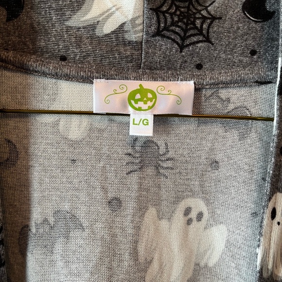 Gray Halloween Print Women's Lightweight Cardigan 👻🦇🕷️🕸️ - Picture 3 of 3
